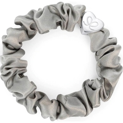 By Eloise Silver Heart Silk Scrunchie –⁠ Moonlight