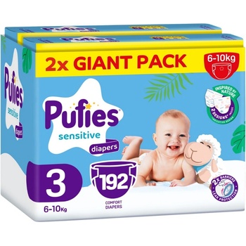 pufies Бебешки пелени Pufies Sensitive - Midi, размер 3, 6-10 kg, 192 броя, Giant Pack (54000214)