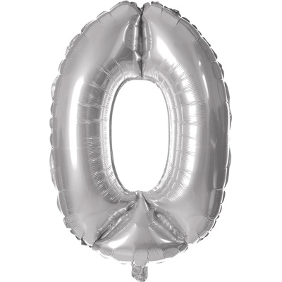 Balónik fóliový TORO číslica 0 30cm strieborný