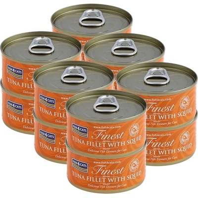 Fish4Dogs FISH4CATS Най-добро филе от риба тон с калмари 12 x 70 г
