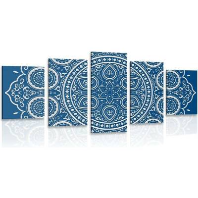 5-dílný obraz jemná etnická Mandala - 150x75