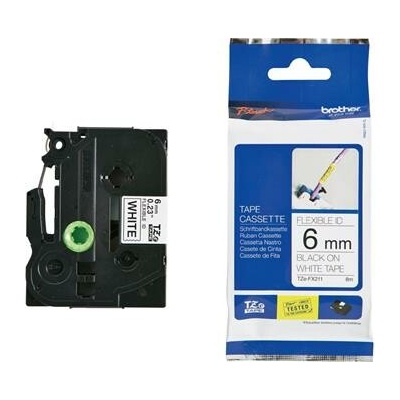 páska BROTHER TZFX211 čierne písmo, biela páska FLEXIBLE ID Tape (6mm) (TZEFX211)