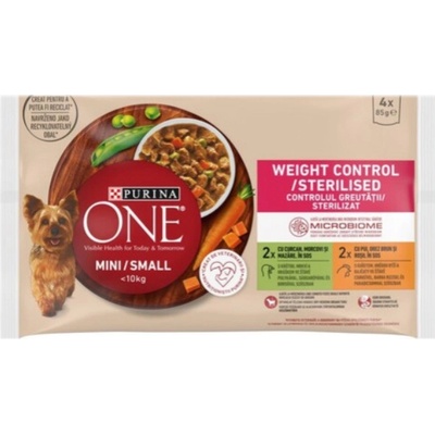 Purina ONE Adult Mini Weight Control Krůta a kuře ve šťávě 4 x 85 g – Zboží Mobilmania