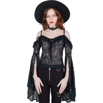 KILLSTAR Дамска блуза с дълги ръкави (топ) KILLSTAR - Breathless Lace Bardot - ИЗУМРУД - KSRA003267