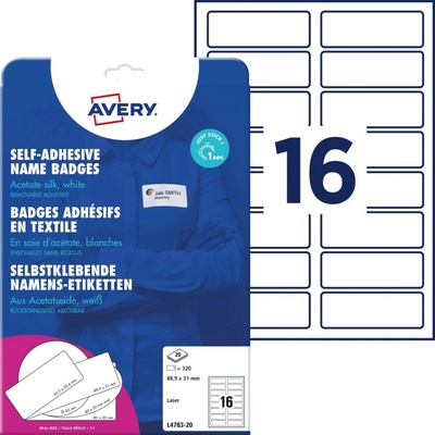 Avery Zweckform L4783-20 Samolepicí jmenovky 88,9x31 mm 320 ks bílé