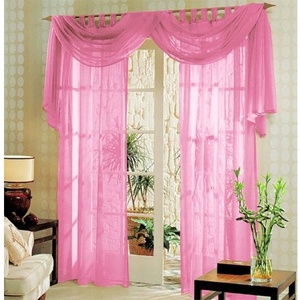 Дрейпари БГ Елегантен комплект от 3 части - Ефирни тюлени пердета плюс воал за декорация цвят Розов код-60999 (23875342)