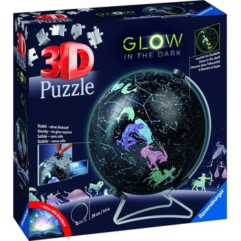 Image 1 of Ravensburger 3D Пъзел Ravensburger от 180 части - Глобус, светещ в тъмното (11544)