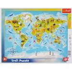 Trefl Детски пъзел Trefl от 25 части - Карта на света с животни (31340) - baby
