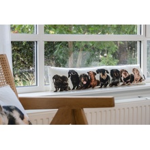 Mars & More Bílý bavlna dlouhý polštář s jezevčíky Dachshunds 90x20x10