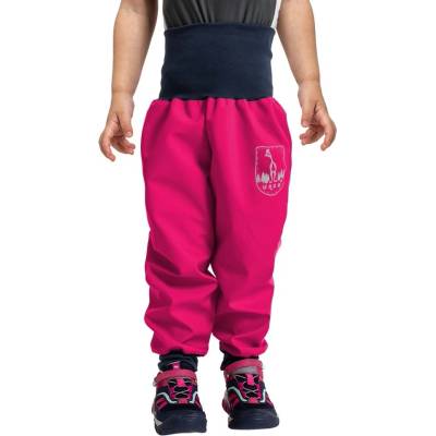 unuo Batolecí softshellové kalhoty bez zateplení Fuchsiové + reflexní obrázek Evžen Softshell toddler trousers no insulation fuchsia
