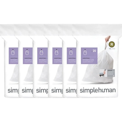 Simplehuman Sáčky 10 L typ R zatahovací 6 x 20ks 120 sáčků 15 µm CW0253-2