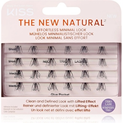 KISS The New Natural Effortless Minimal Look trsové nalepovací řasy bez uzlíku Trio 01 24 ks