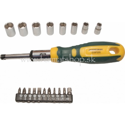 Skrutkovač s račňou+bity PL,PH,PZ,TRX,1/4"hlavice 6-13 JONN