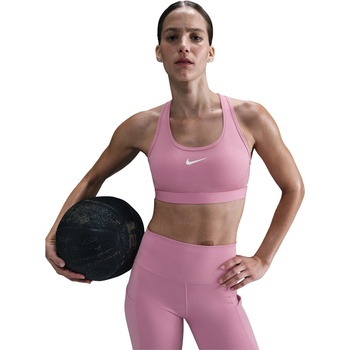 Image 1 of Nike Swoosh Women's Medium-Support 1-Piece Pad Sports Bra - Pink/White