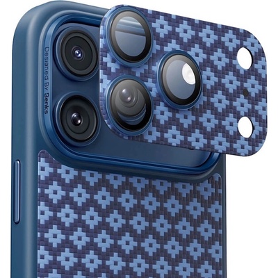 Benks Предпазни стъклени лещи с цяла кевларна плочка за камерата на iPhone 17 Pro Max - Benks ArmorWarrior Aramid Lens Protector Tempered Glass (син) (BE70)