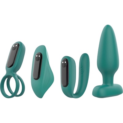 Sex HD Акумулаторен комплект вибратори с дистанционно, 4 части (зелен)