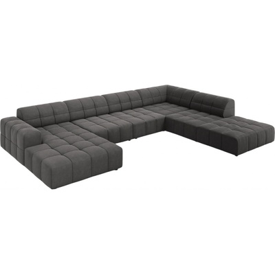 Cosmopolitan Design sametová rohová do "U" Chicago 364 cm pravá Tmavě šedá