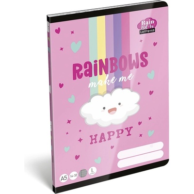 LIZZY Тетрадка с линийка LIZZYSULI A/5 32 страници 14-32 1. клас Lollipop Rainbow (7500167001)