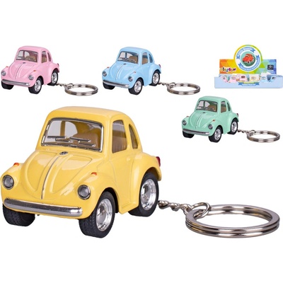 Prívesok na kľúče Volkswagen Beetle kov 5 5 cm spätný chod/ mix farieb ružová žltá zelená modrá