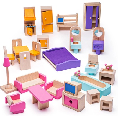 Bigjigs Toys Dřevěný nábytek do domečku pro panenky