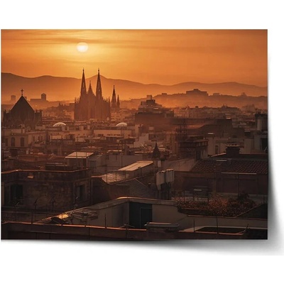 Sablio Plagát Barcelona Night Skyline - 60x40 cm