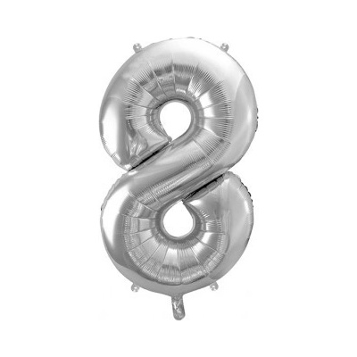Party Deco FB1M 8 018 Fóliový balón Číslo strieborný 86cm 8