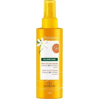 Klorane Слънцезащитен спрей, Sunscreen Milk Spray, Klorane Polysianes, with Organic Tamanu & Monoi SPF50 200 ml