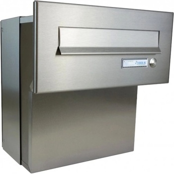 1x poštovní schránka F-041 k zazdění do sloupku + čelní deska se zvonkem ČD-2 - KOMPLETNÍ NEREZ - Bez podsvětlení