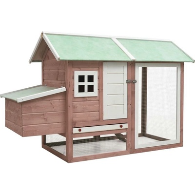 vidaXL Klec pro kuřata 170 × 81 × 110 cm masivní borovice a jedle, moka a zelená 9799.170862