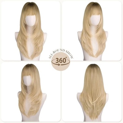Feshfen Ombré blond vrstvená paruka s ofinou