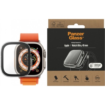 Panzer Стъклен протектор за часовник със силиконова рамка PanzerGlass за Apple watch Ultra, 49mm, AntiBacteria - Прозрачна рамка