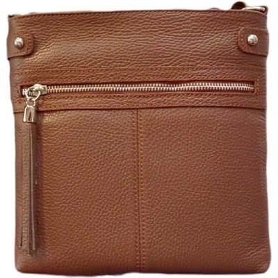 Vera Pelle dámská kožená crossbody kabelka čokoládově 1660 bruciato hnědá