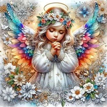 Norimpex - Puzzle Diamant painting: Angel with rainbow wings 30x40cm - 1 - 39 piese