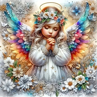 Norimpex - Puzzle Diamant painting: Angel with rainbow wings 30x40cm - 1 - 39 piese