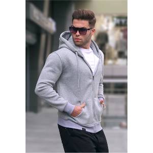 Madmext Мъжки Regular Fit суитшърт 6033 - Сив меланж #362892 (362892_Светло сиво)