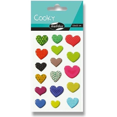 Maildor 3D Cooky samolepky vzorované srdcia