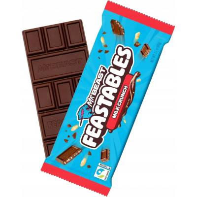 MrBeast Feastables Crunch Mliečna čokoláda s pufovanou ryžou 60 g