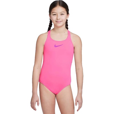 Nike Swim-Essential Hyper Pink dievčenské plavecké jednodielne plavky Ružová