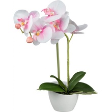 Gasper Umělá orchidej v bílém melaminovém květináči, 33 cm, růžová