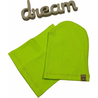Chlapecký set čepice + nákrčník neonově zelený