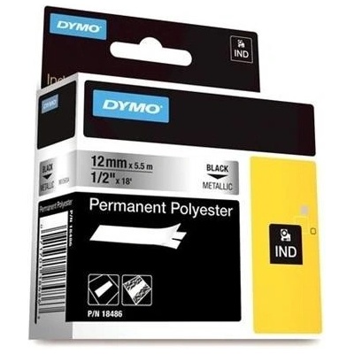 páska DYMO 18486 PROFI D1 RHINO Black On Metallic Permanent Polyester Tape (12mm) (S0718180)