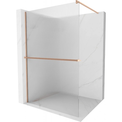 Mexen Kioto+ душ параван с рафт Walk-in 140 x 200 см, ивици, четкана мед - 800-140-121-65-09 (800-140-121-65-09)