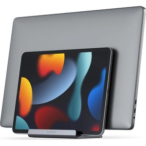 Satechi Dual Vertical Aluminium Laptop Stand - вертикална двойна алуминиева поставка за MacBook, лаптопи, таблети и смартфони (тъмносив)