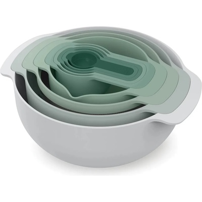Joseph Joseph Кухненска купа комплект NEST 40112, 9 бр. , с гевгир и мерителни лъжици, сиво / зелено, Joseph Joseph (JS40112)