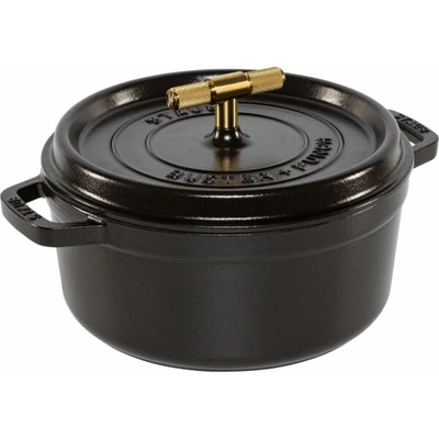 Staub La Cocotte Buster & Punch 24 cm round, Black, Cast Iron