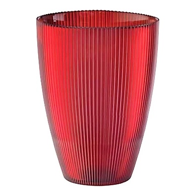 Váza BURA červená s ryhovaním H24 cm