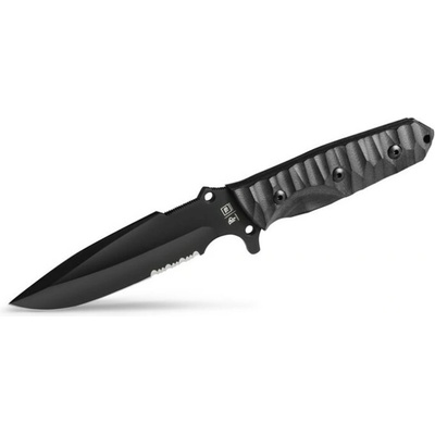 Grundéns Maraudeur Survival Knife G10 Black Handle/Serrated Blade + Kydex Sheath