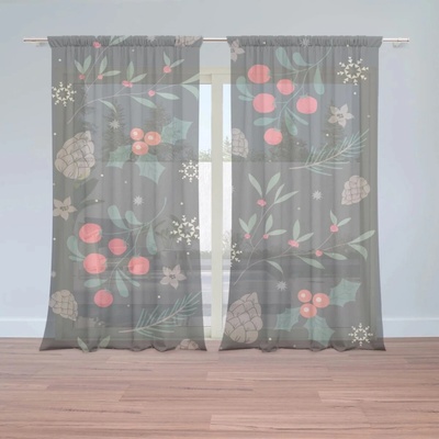 Sablio Vianočné Záclony Sviatočný les: 2ks 150x250cm