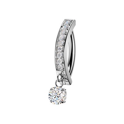 Šperky4U Visací piercing do pupíku se štítem TITAN TIT1747-C