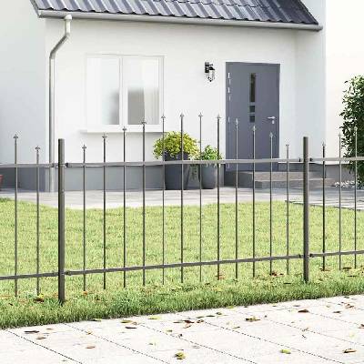 vidaXL Zahradní plot 4 pcs Šedá 170 x 140 cm Práškově lakovaná ocel 3360107